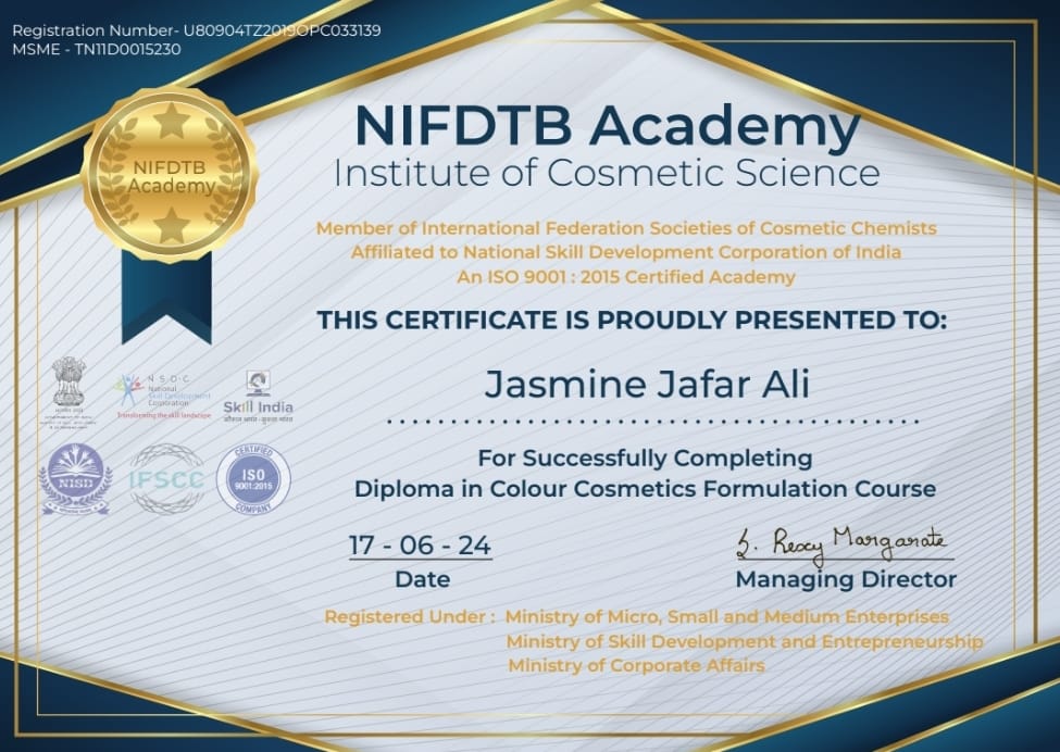 Cosmetic Formulation Certified